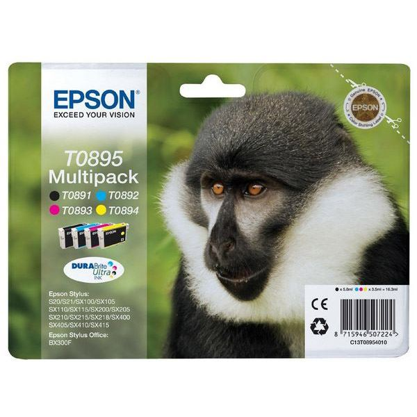 Epson Monkey T0895 blækpatron 1 stk Original Sort, Blå, Magenta, Gul