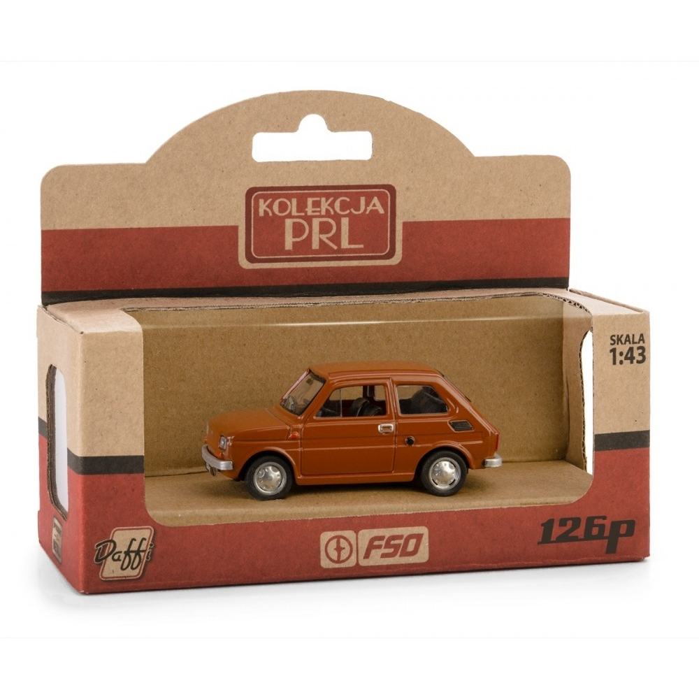 Daffi: PRL Fiat 126p autó fém és műanyag modell - Barna (K-568)