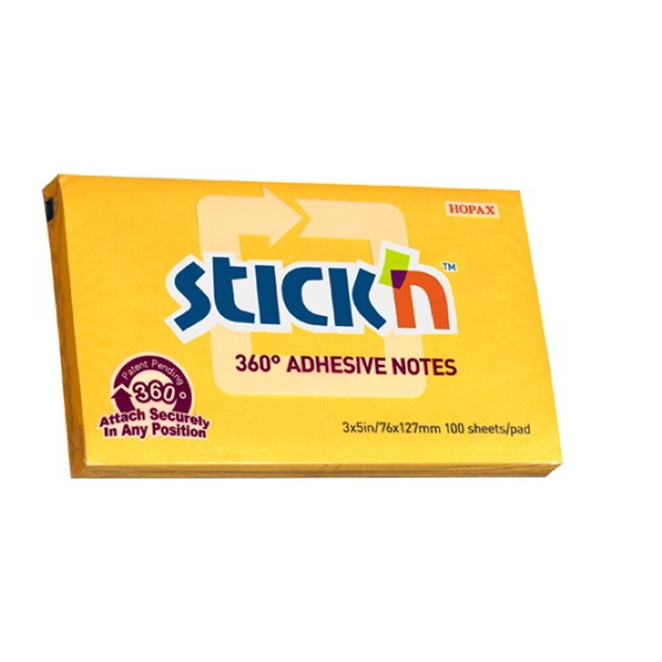 StickN 360° 76x127mm jegyzettömb - Narancssárga (100 lap / tömb) (21555)