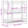 tömör fenyőfa hármas emeletes ágy 80 x 200 cm