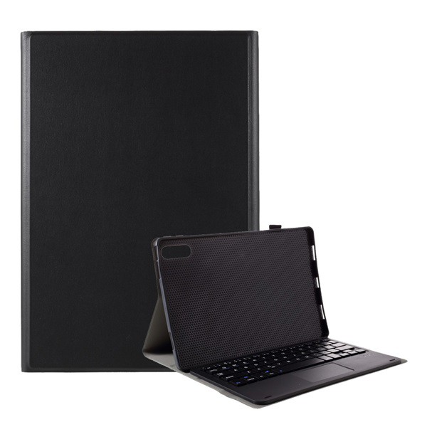 Tok álló, bőr hatású (FLIP, bluetooth billentyűzet, asztali tartó funkció, QWERTY, angol nyelvű) FEKETE [Lenovo Tab P11 Pro (TB-J706F)]