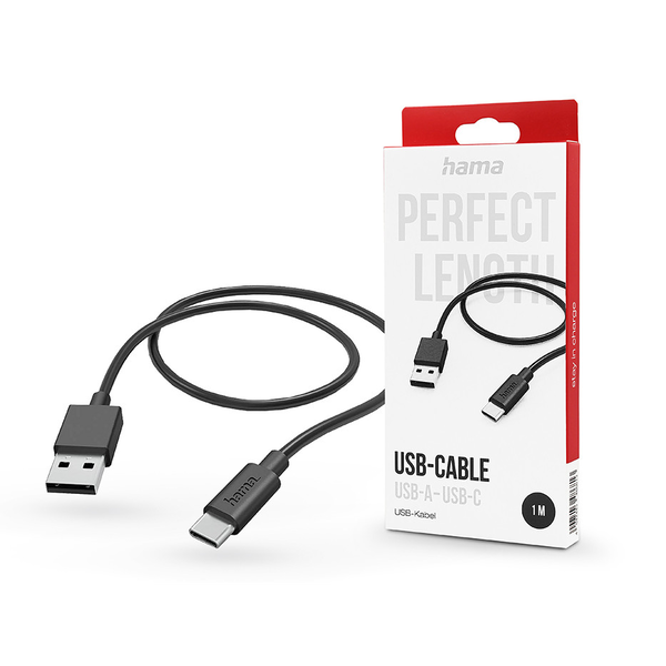 HAMA USB-A - Type-C adat- és töltőkábel 1 m-es vezetékkel - HAMA USB-A - USB-C  Cable - fekete