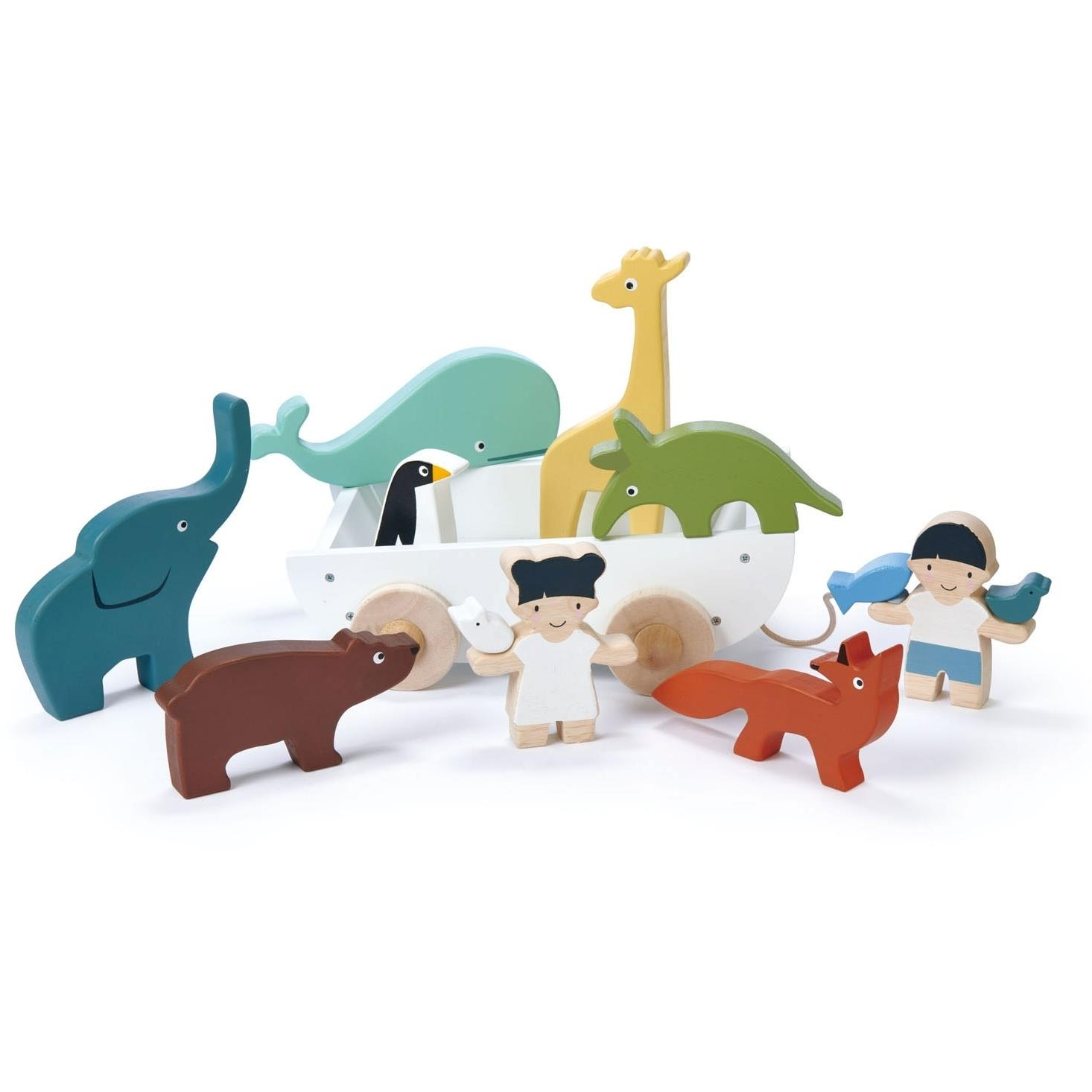 Tender Leaf Dřevěný tahací člun se zvířaty The Friend Ship (TL8469)