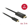 Delock USB Type-C csatlakozó > HDMI csatlakozó (DP váltakozó) 4K 60 Hz,3m fekete (85292) (85292)