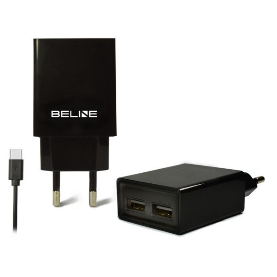 Beline 0010 Hálózati 2xUSB-A töltő (5V / 2A) + 1m USB-C töltőkábel (BELI0010)