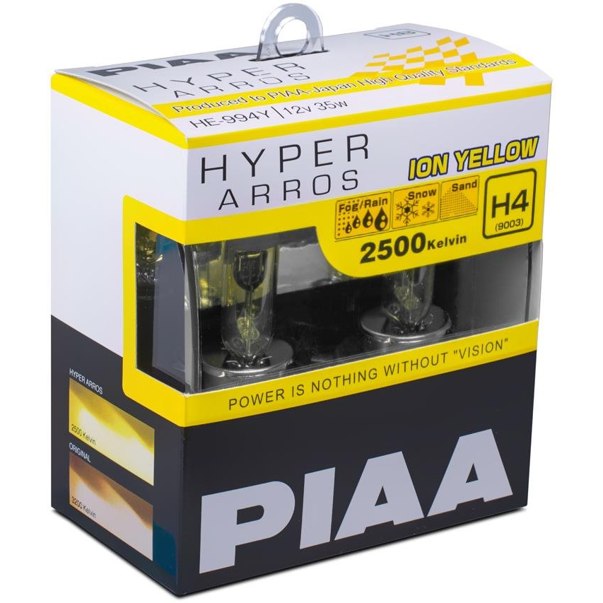 PIAA Hyper Arros Ion Yellow 2500K H4 - meleg sárga fény 2500K extrém körülmények közötti használatra (HE-990Y)