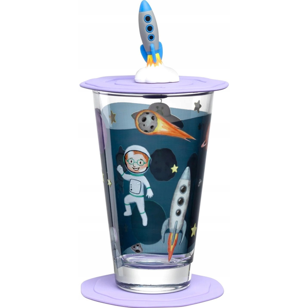 Leonardo Szklanka z pokrywą i spodkiem 300ml kosmos BAMBINI AVVENTURA - Leonardo