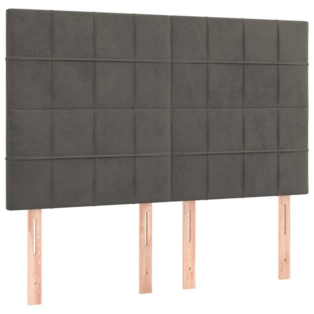 4 db sötétszürke bársony fejtámla 72 x 5 x 78/88 cm (3116381)