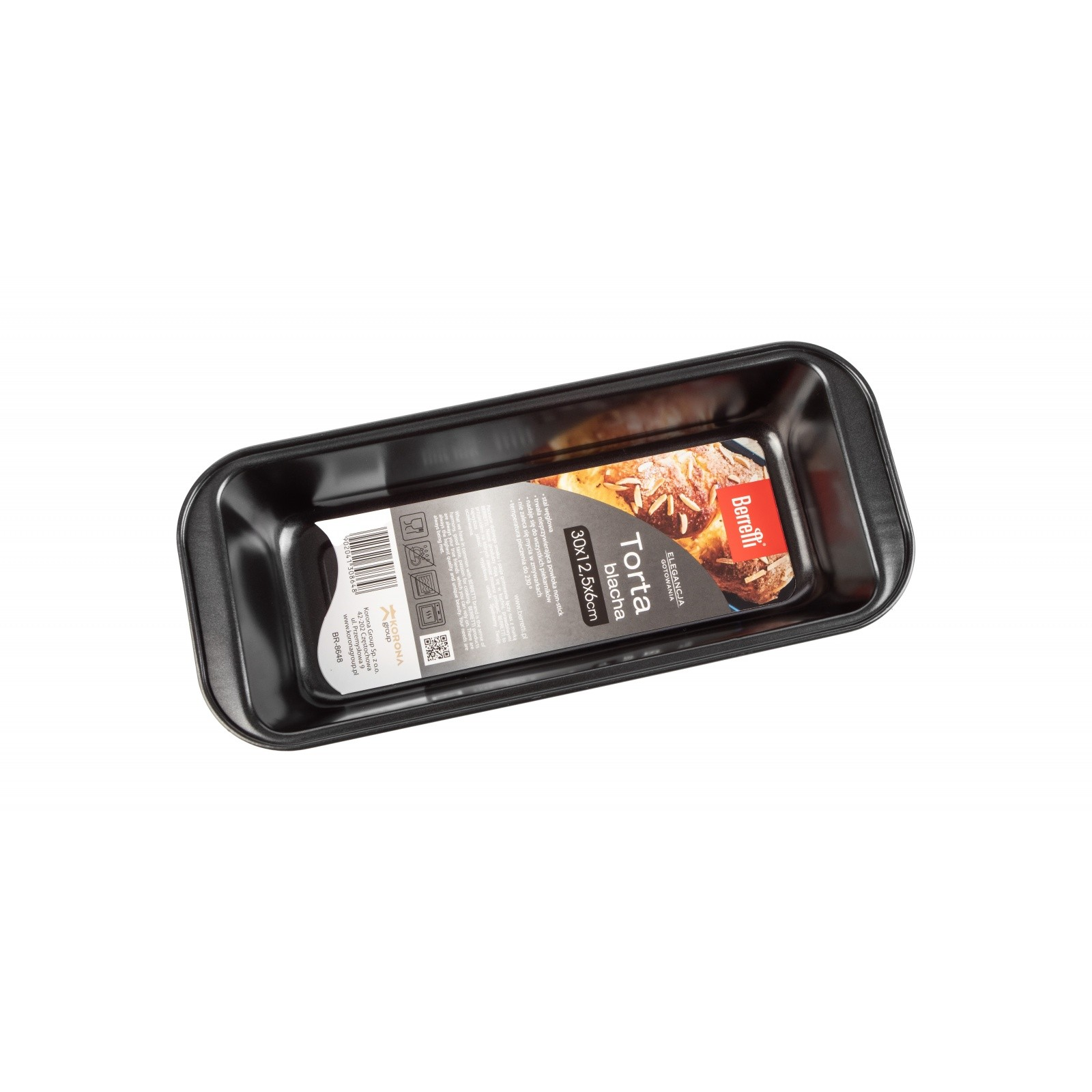 Berretti BR-8648 Szögeletes sütőtepsi 30 x 12,5 x 6 cm - Fekete (BR-8648)