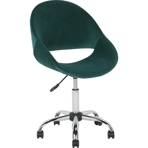Silla De Oficina Giratoria Verde Esmeralda Con Tapizado De Terciopelo Con Base Plateada Altura Ajustable Selma