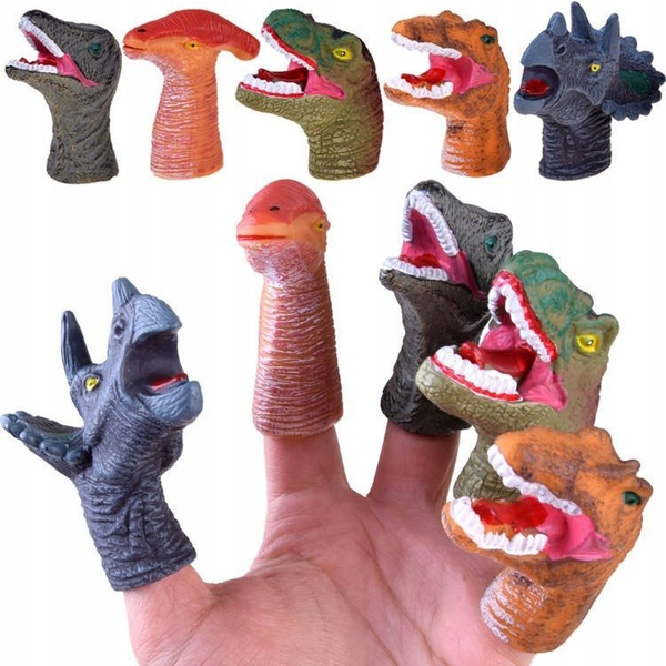 Dinoszauruszos Gumi Ujjbáb Készlet - 5 Dínóval