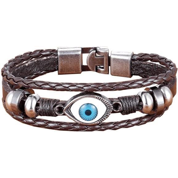 Predator Q1 bőr karkötő - barna SPP2241 - 19cm (2659)