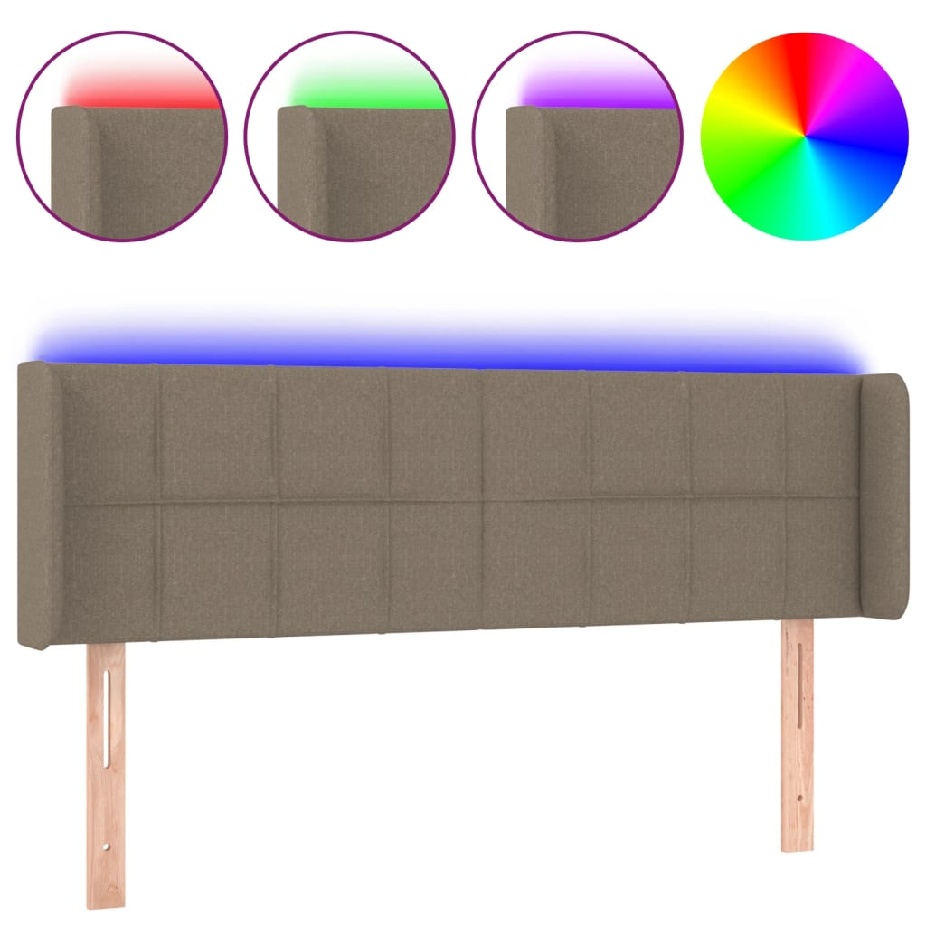 tópszínű szövet LED-es fejtámla 147 x 16 x 78/88 cm (3123238)