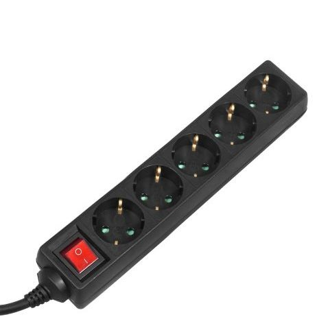 Regleta De Alimentación Con Interruptor Tomas Múltiples Enchufe Protección Infantil Schuko 3500w (5x 5m)