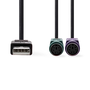 Кабел адаптер USB - PS/2 USB A мъжки - 2x PS/2 женски 0.3m черен