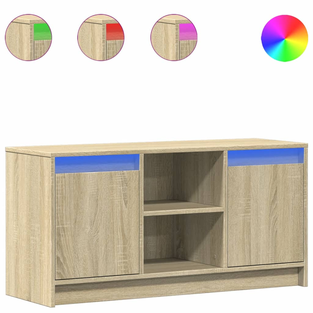 sonoma tölgy színű szerelt fa LED-es TV-szekrény 100x34x50 cm (852189)