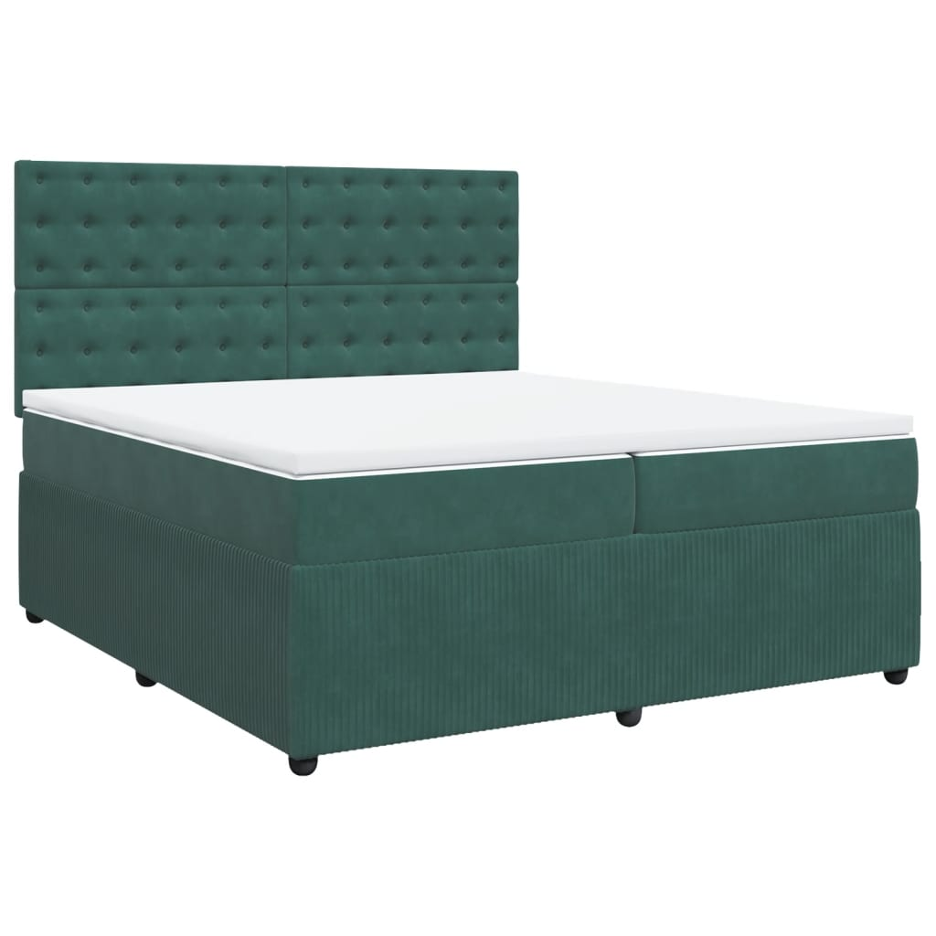 sötétzöld bársony rugós ágy matraccal 200x200 cm (3292445)