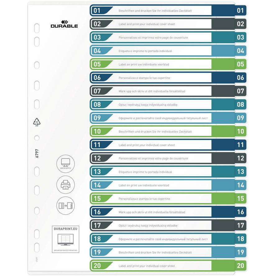 Durable A4 regiszter (20 db / csomag) (679727)