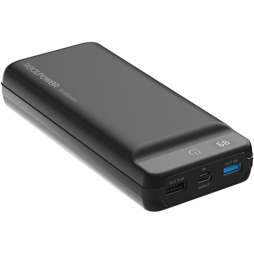 Realpower PB-30k PD Power Bank 30000mAh Fekete (306950)