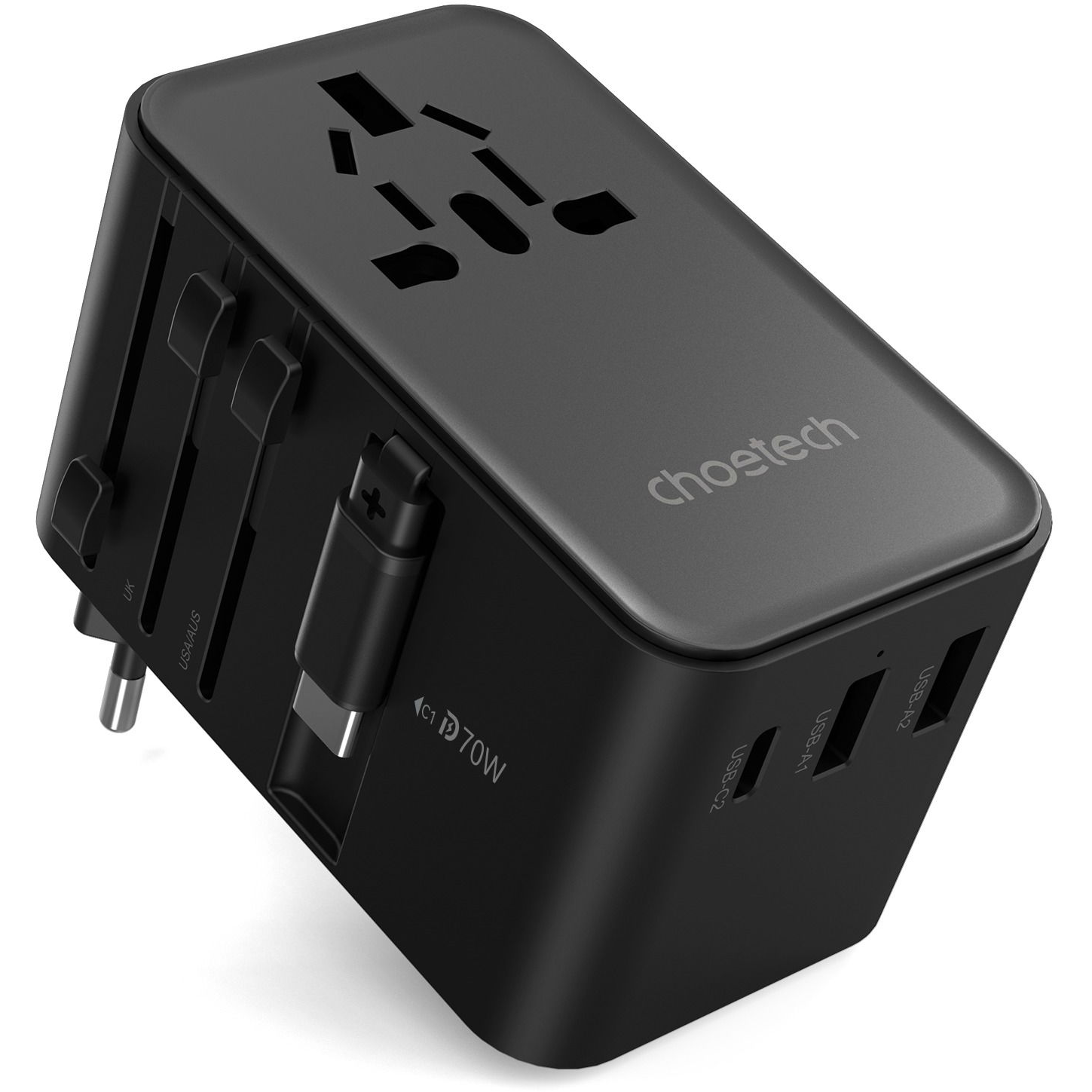 ChoeTech 70W Travel Wall Charger with inside cable(US/EU/UK/AU) töltőfej (PD5022)