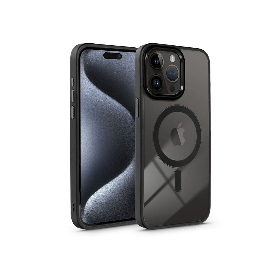 Apple iPhone 15 Pro Max szilikon hátlap - Edge Mag Cover - fekete/átlátszó (PT-6839)