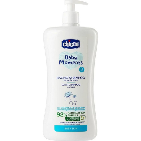 Chicco Könnymentes fürdető és sampon körömvirággal, 92%-ban természetes összetevőkkel (750 ml)