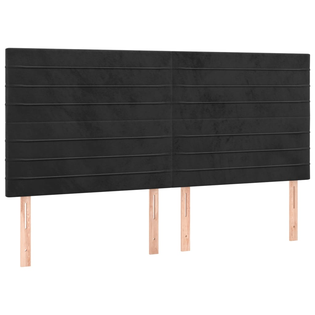 4 db fekete bársony fejtámla 100x5x78/88 cm (3116540)