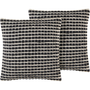 Conjunto De 2 Cojines Decorativos Blanco Y Negro Algodón 45 X 45 Cm Funda De Cojín Patrón De Cuadros Relleno De Poliéster Yoncali - Negro