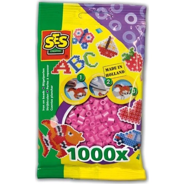 SES Creative Beedz Children's packet of 1000 Pink Iron on Beads Perline a fusione