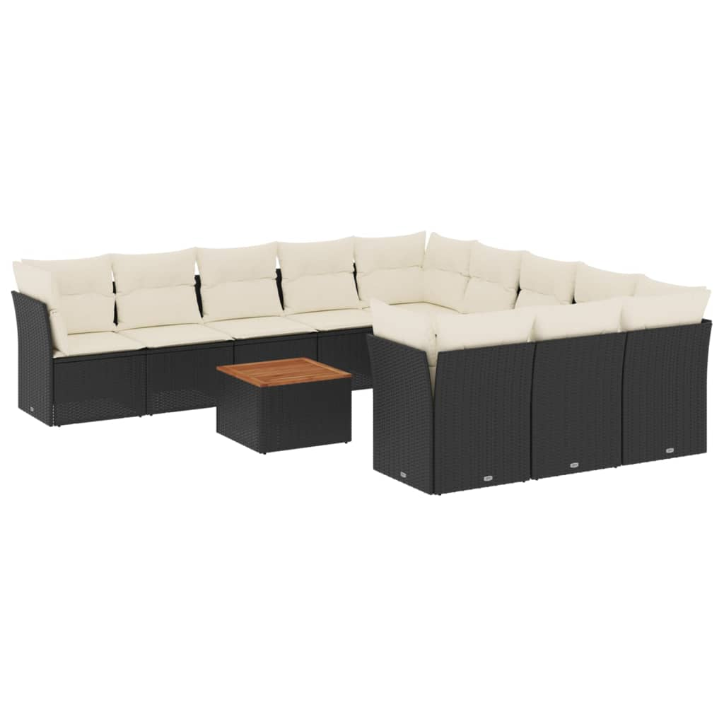 12 részes fekete polyrattan kerti ülőgarnitúra párnákkal (3223907)