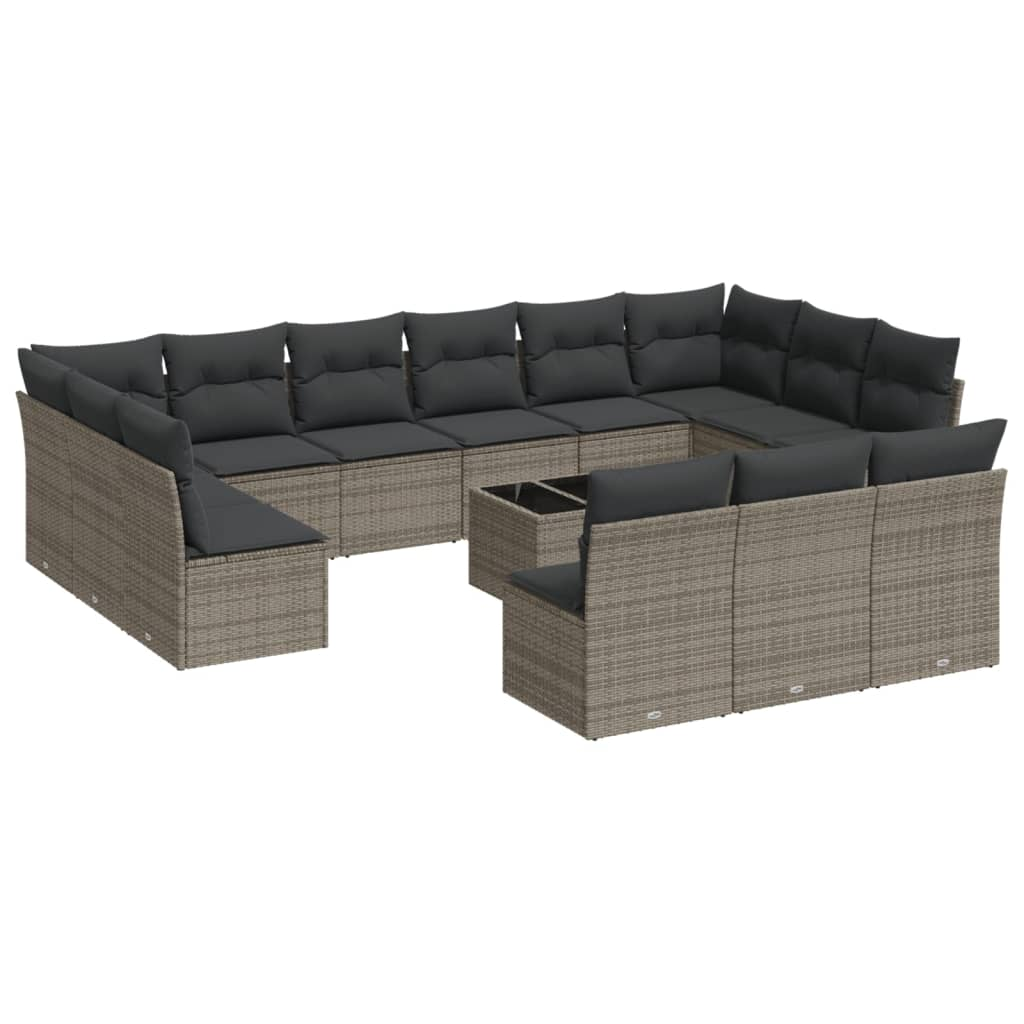 14 részes szürke polyrattan kerti ülőgarnitúra párnákkal (3250239)