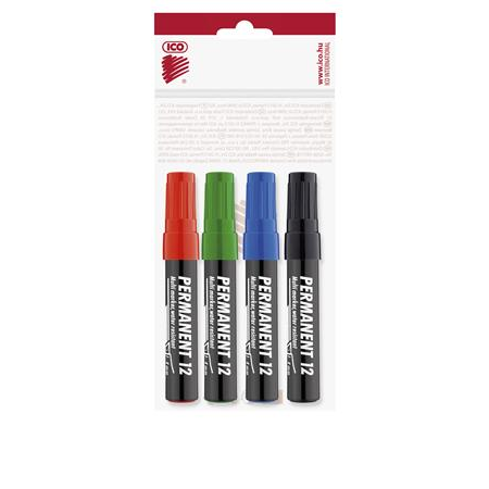 ICO Permanent 12 1-4mm Alkoholos marker készlet 4 szín