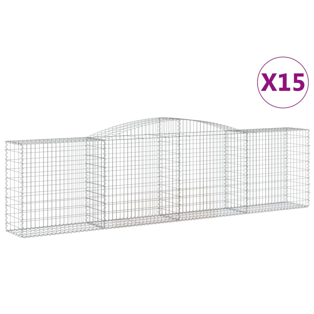 15 db íves horganyzott vas gabion kosár 400x50x100/120 cm (3147005)