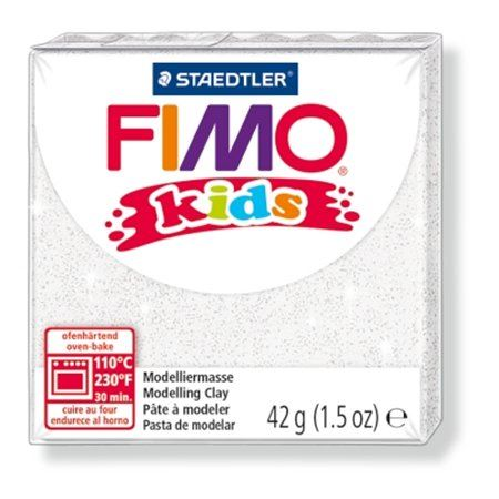 Пластилин Fimo, 42 g, горим, "Детски", блестящо бял