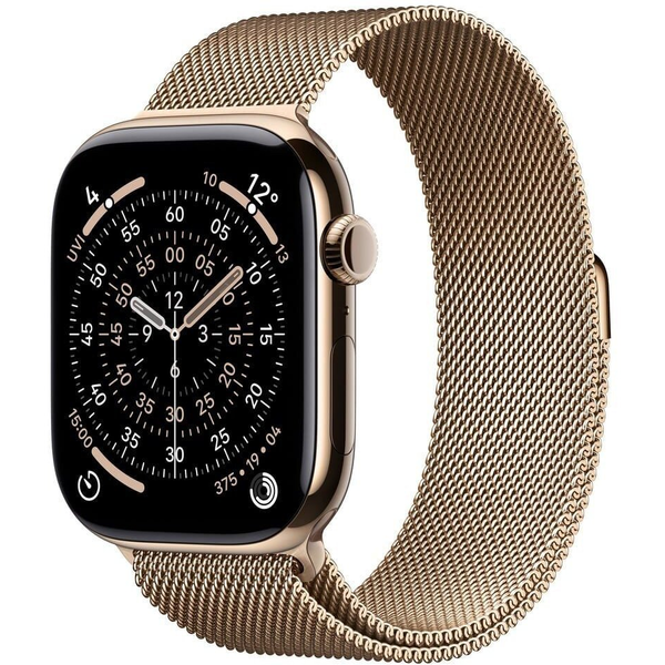 Apple Watch Series 11 GPS + Cellular 46 mm златен титанов корпус златен милански каишка M/L