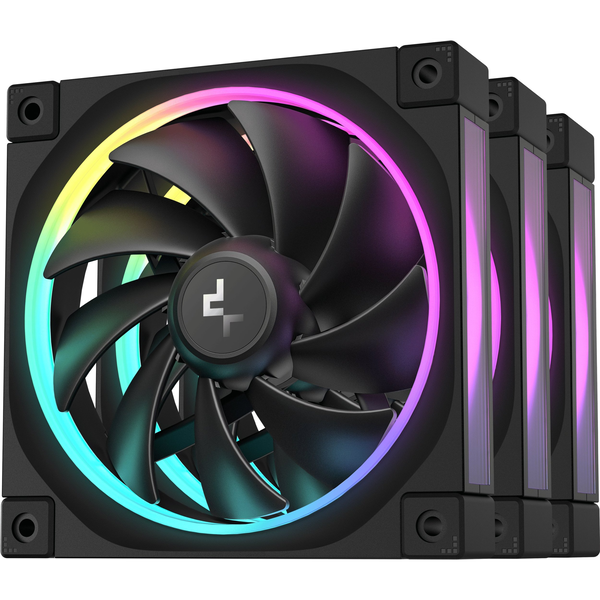 DeepCool FL12-3 in 1 Кутия на компютър Вентилатор 12 см Черен 3 броя