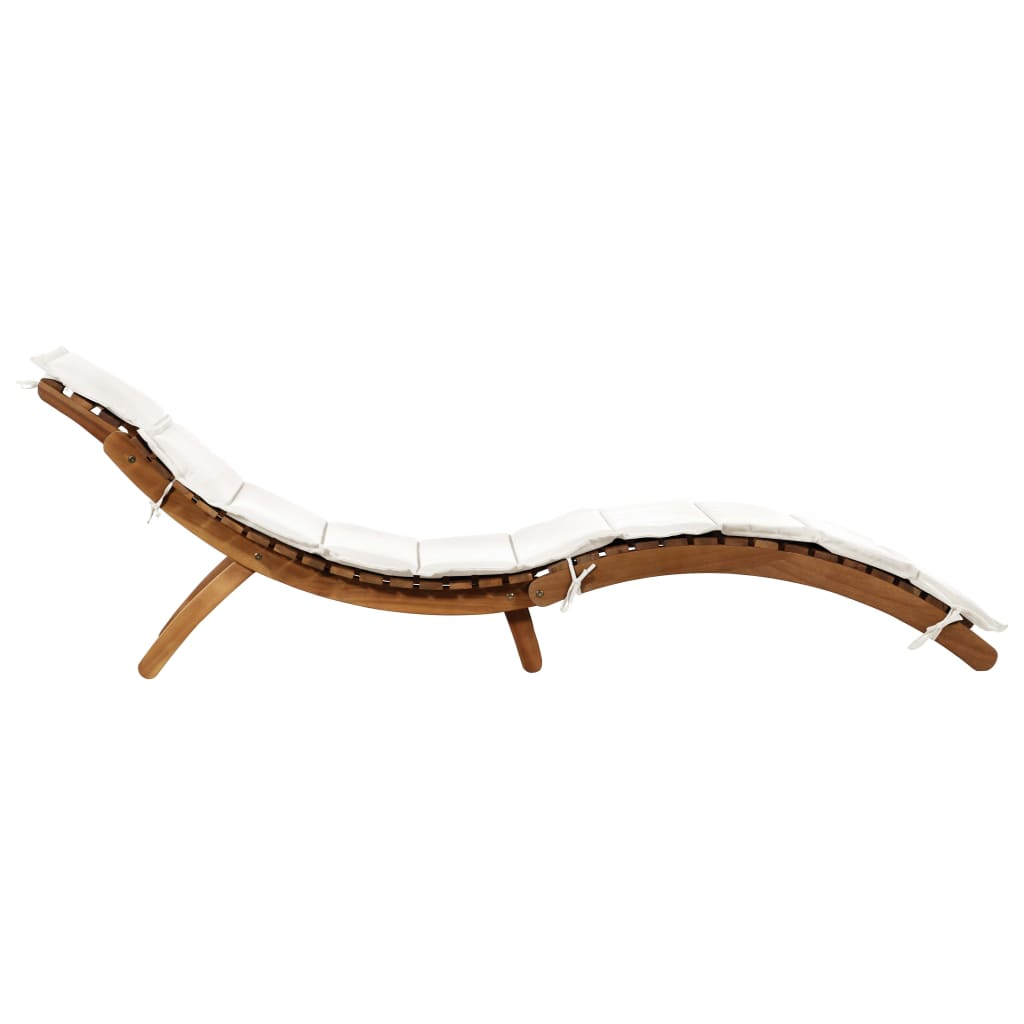 tömör akácfa napozóágy krémszínű párnákkal (363284)