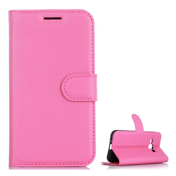 Tok álló, bőr hatású (FLIP, oldalra nyíló, asztali tartó funkció, prémium) RÓZSASZÍN [Samsung Galaxy J1 (2016) SM-J120] (5996457639519)