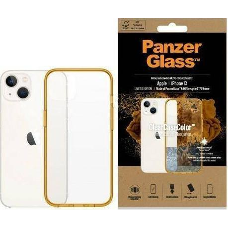 PanzerGlass ClearCase iPhone 13 Antibacterial Military Telefon tok - Átlátszó / Narancs (0333)