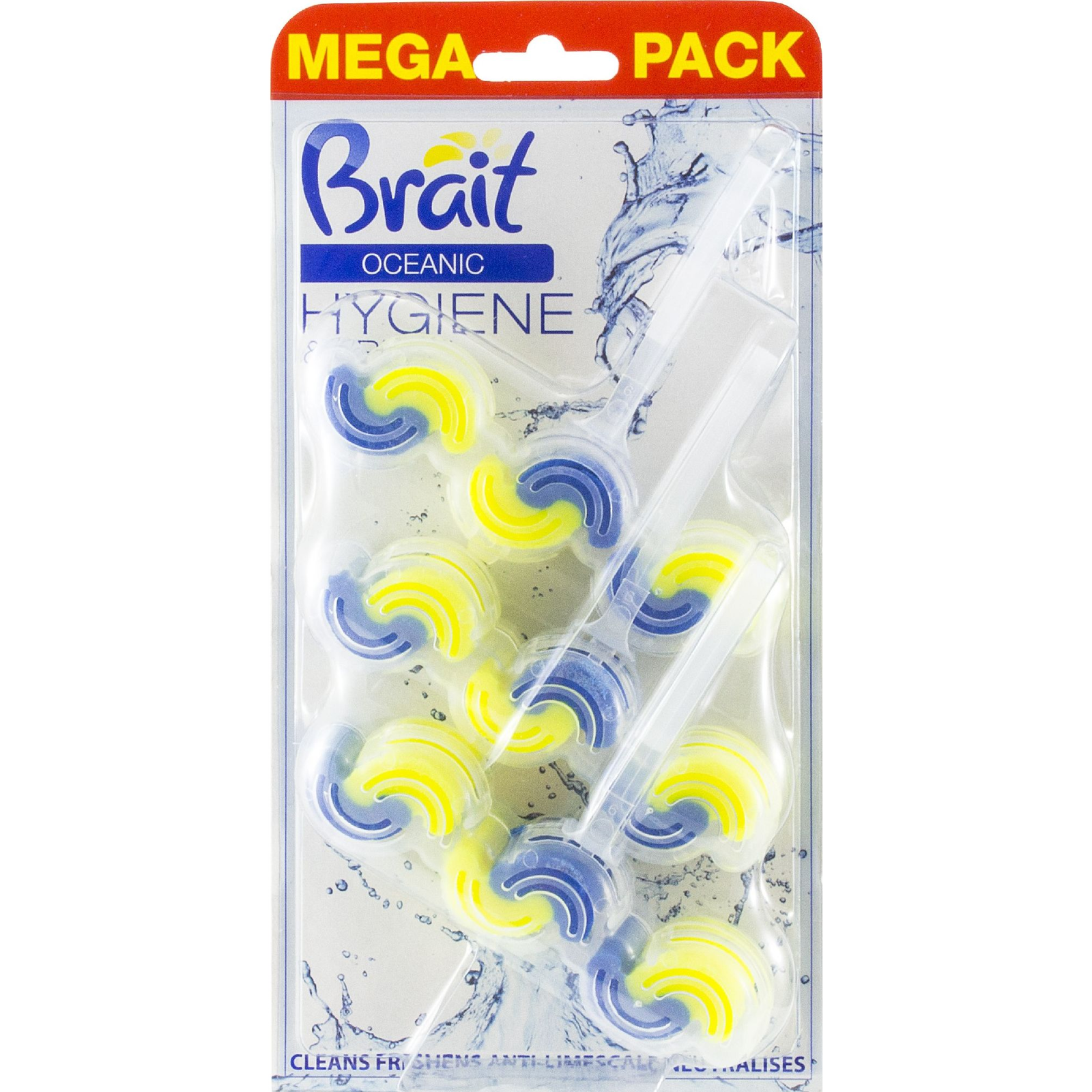 WC tisztító blokk, 2 fázisú, 3x45 g, "Brait Hygiene and fresh", óceán (261089)