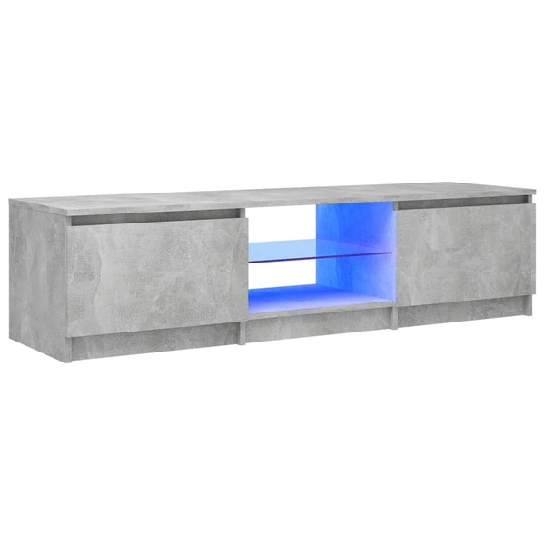 Comodă TV cu lumini LED, gri beton, 140x40x35,5 cm