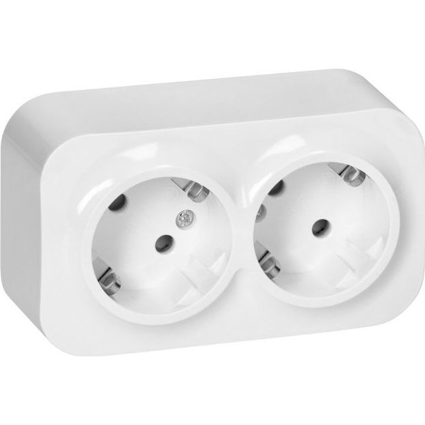 Falon Kívüli 2-es Földelt Dugaszolóaljzat, Fehér