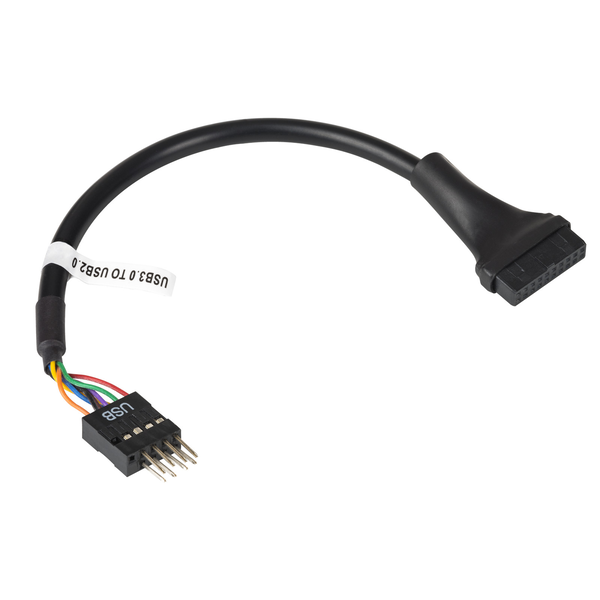 Akyga AK-CA-75 IDC 9 pin apa - UDC 19 pin anya Alaplapi kábel - Fekete (20cm)