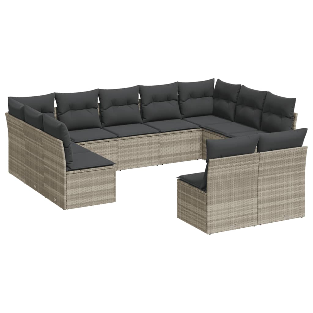 11 részes világosszürke polyrattan kerti ülőgarnitúra párnákkal (3218352)
