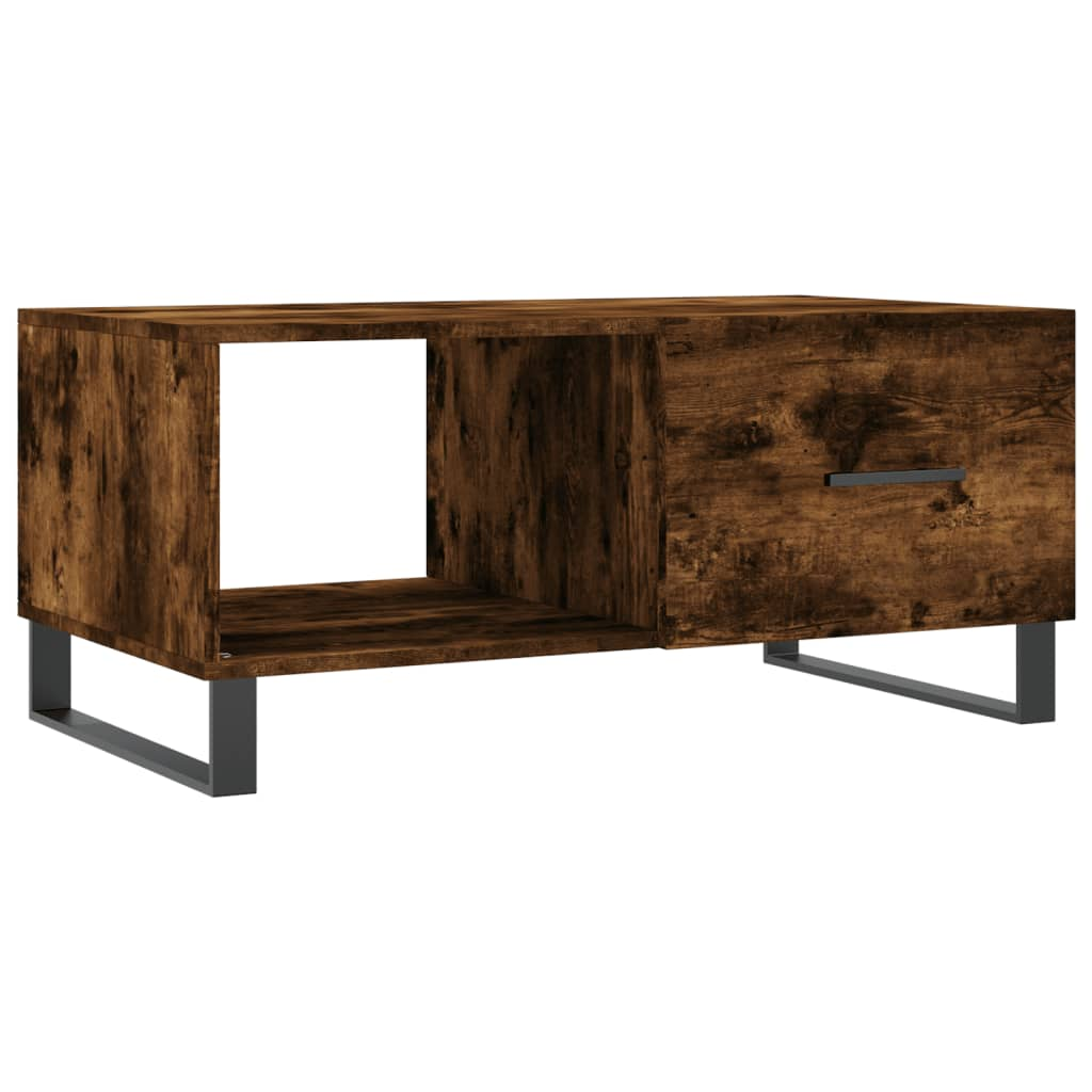 füstös tölgyszínű szerelt fa dohányzóasztal 90 x 50 x 40 cm (829241)