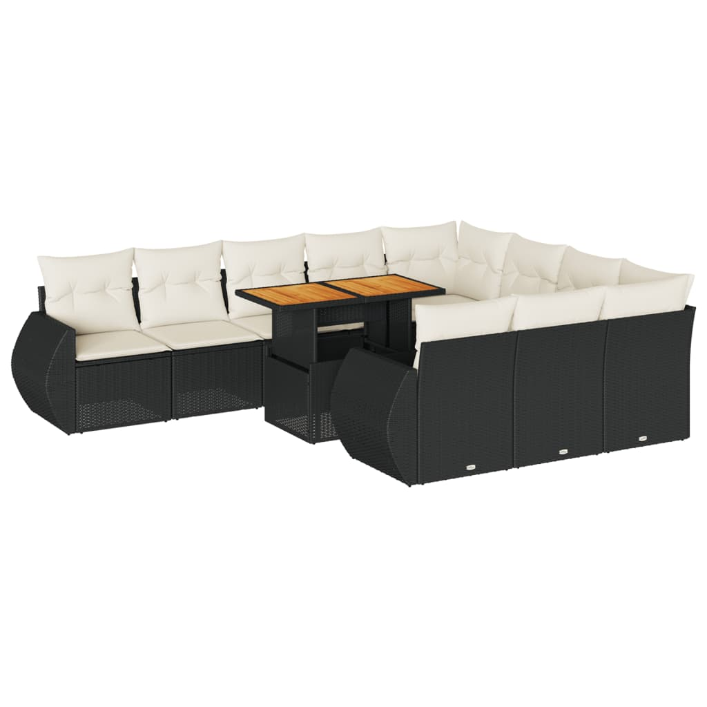 11 részes fekete polyrattan kerti ülőgarnitúra párnákkal (3327311)