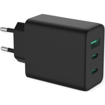 VALUE USB Charger mit Euro-Stecker, 3-Port (Typ-A, 2x Typ-C), 65W, GaN