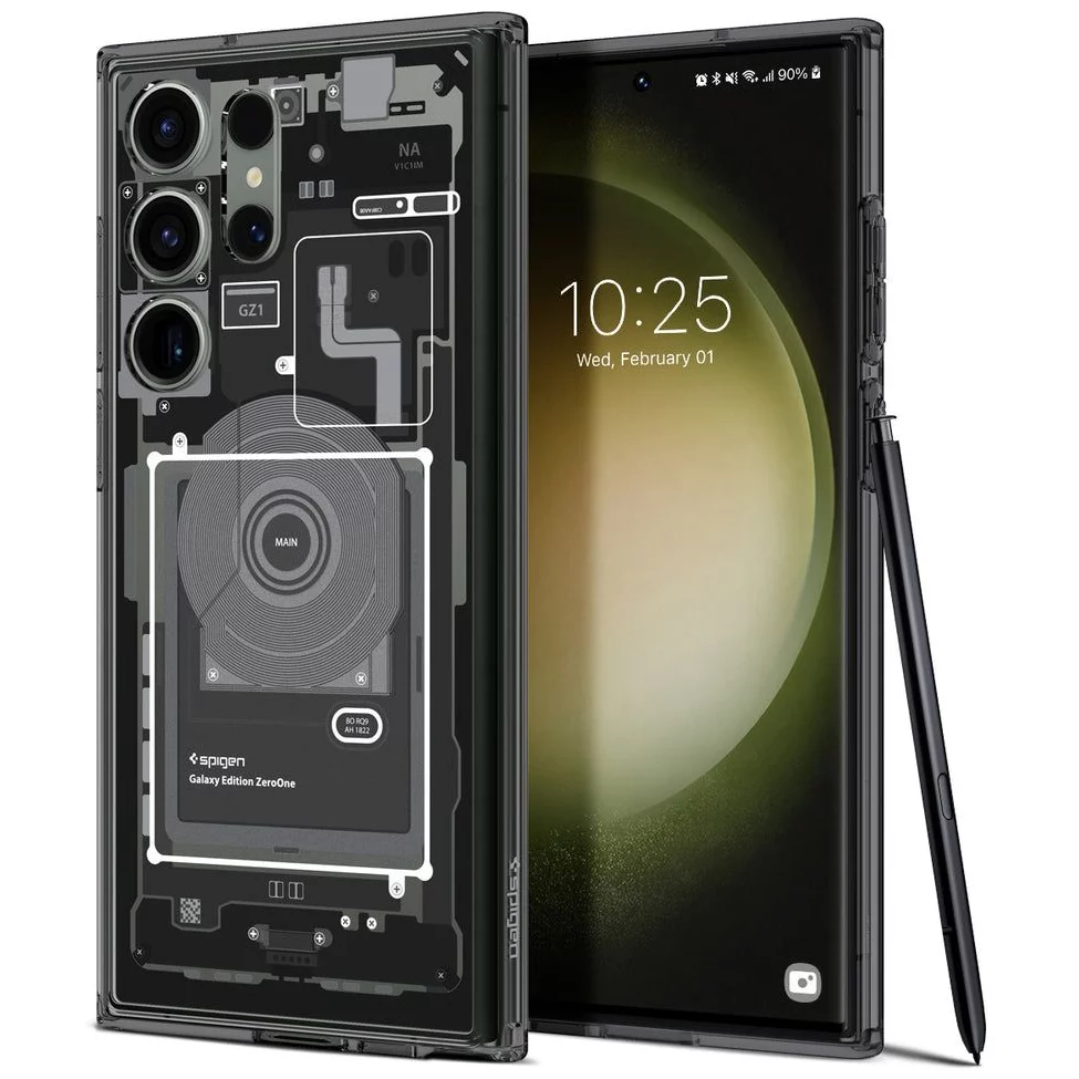 Spigen Ultra Hybrid Zero One Samsung Galaxy S23 Ultra Tok - Fekete/Mintás (ACS05620)