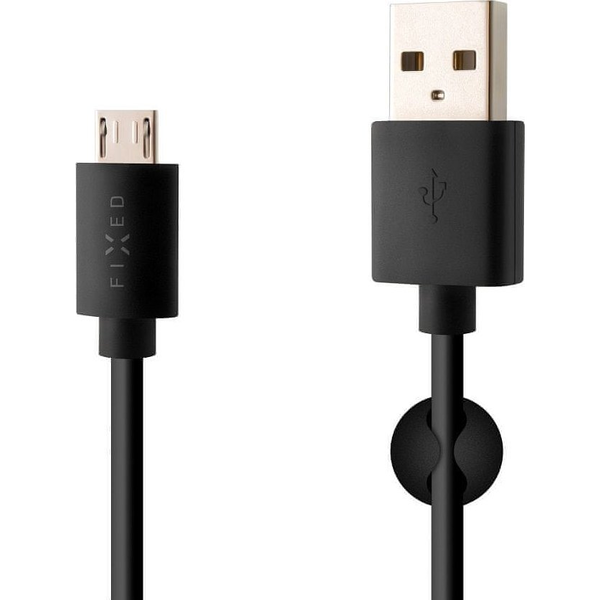 FIXED Long data and charging Kábel w/ USB/micro USB connectors, 2 meters, 20W, Fekete, Kábel