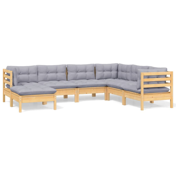 Градински Лаундж Комплект vidaXL, 63,5 x 63,5 x 62,5 см, Дърво, Кафяв, 7 бр